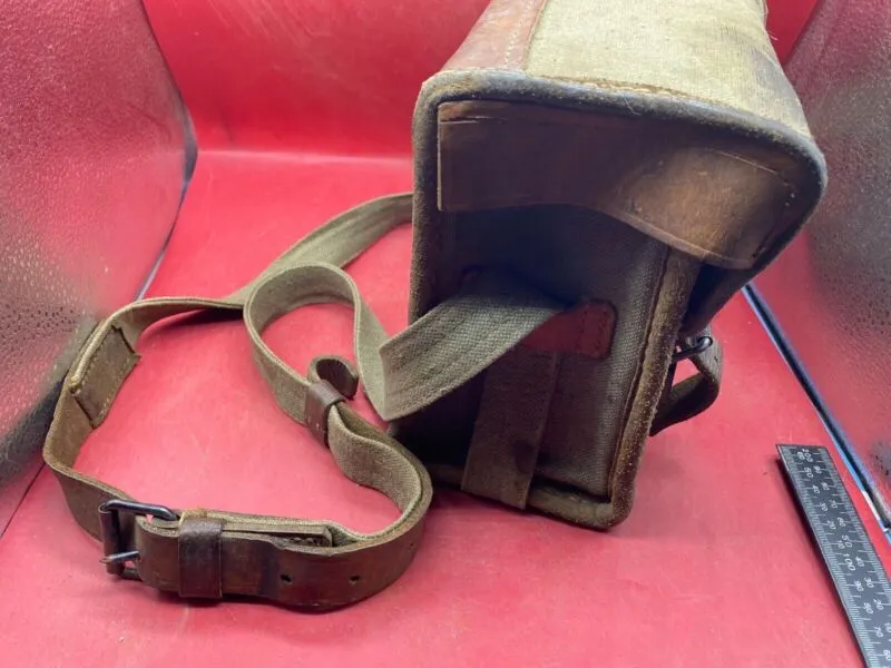 Original WW2 Era Canvas & Leather Field Equipment Carrying Bag - Swiss, Ital