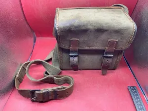 Original WW2 Era Canvas & Leather Field Equipment Carrying Bag - Swiss, Ital