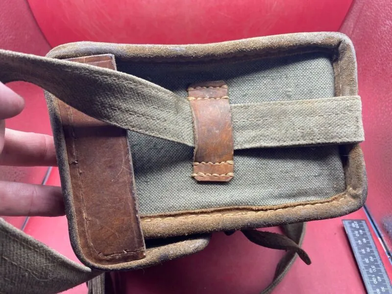 Original WW2 Era Canvas & Leather Field Equipment Carrying Bag - Swiss, Ital