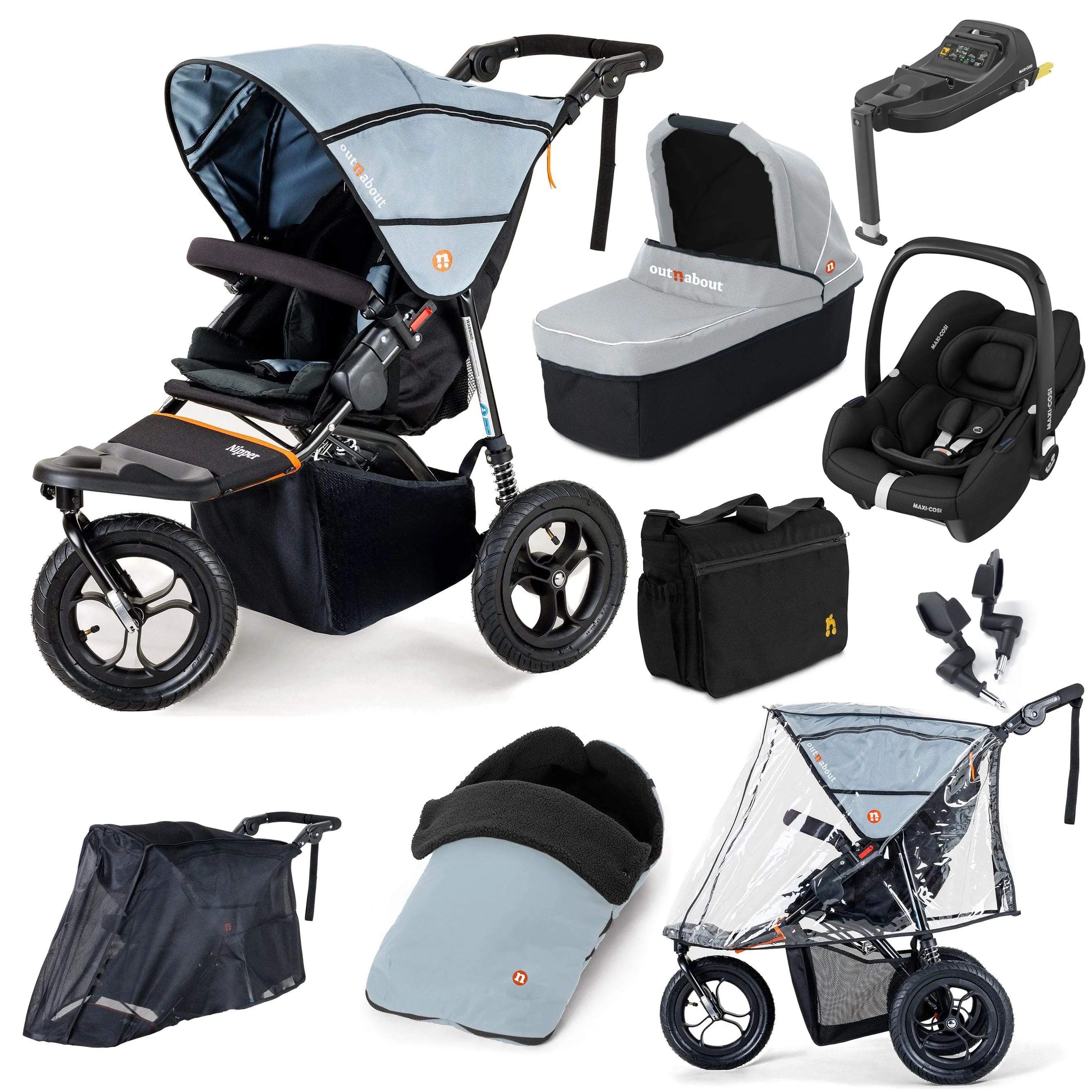 Out n About Nipper Single Maxi-Cosi Ultimate Bundle in Rock Salt Grey