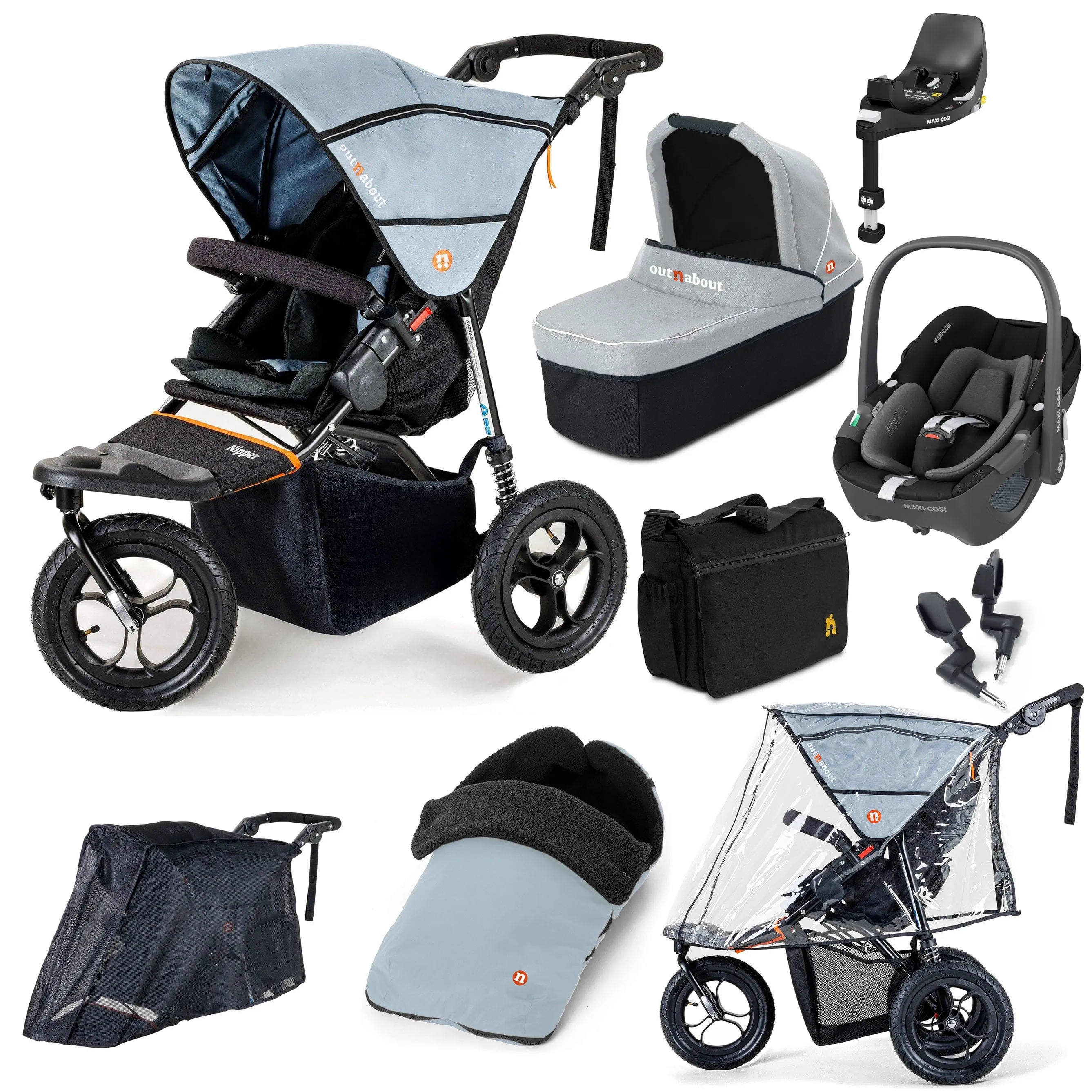 Out n About Nipper Single Maxi-Cosi Ultimate Bundle in Rock Salt Grey