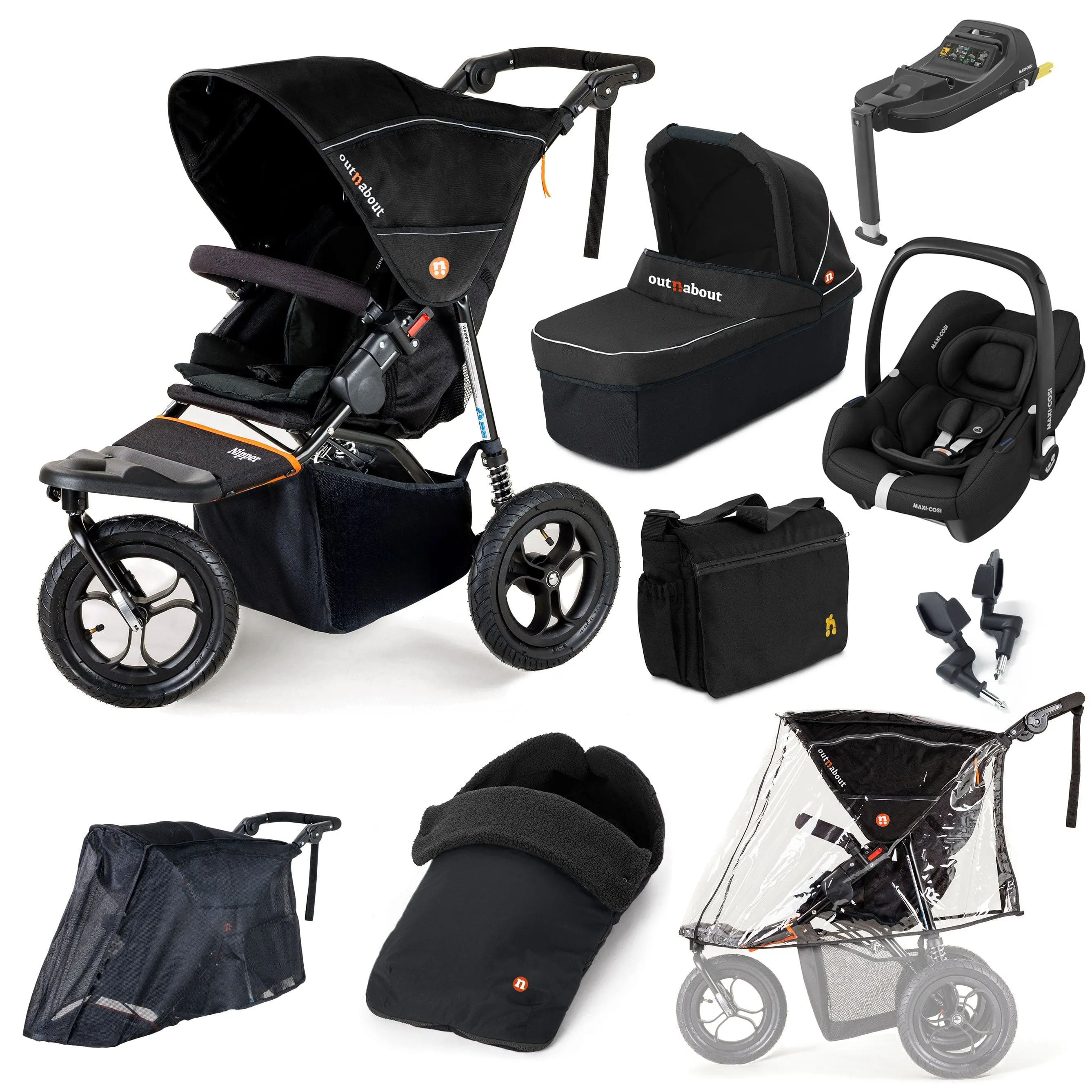 Out n About Nipper Single Maxi-Cosi Ultimate Bundle in Summit Black