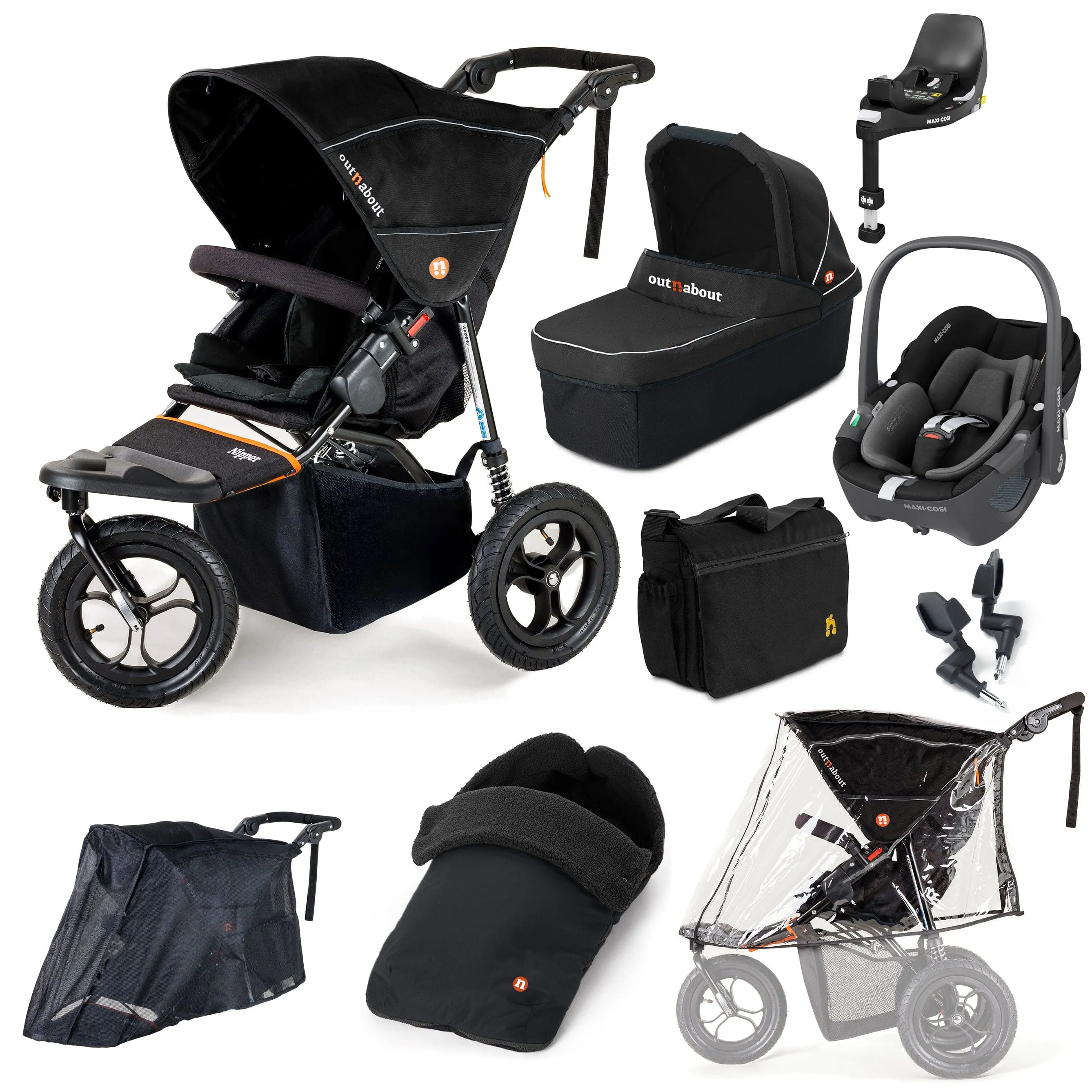 Out n About Nipper Single Maxi-Cosi Ultimate Bundle in Summit Black