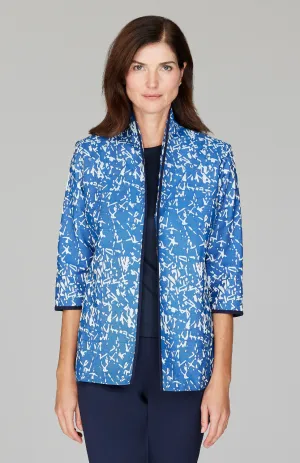Paintbrush Stretch Jacquard High Neck Jacket w/ Bias