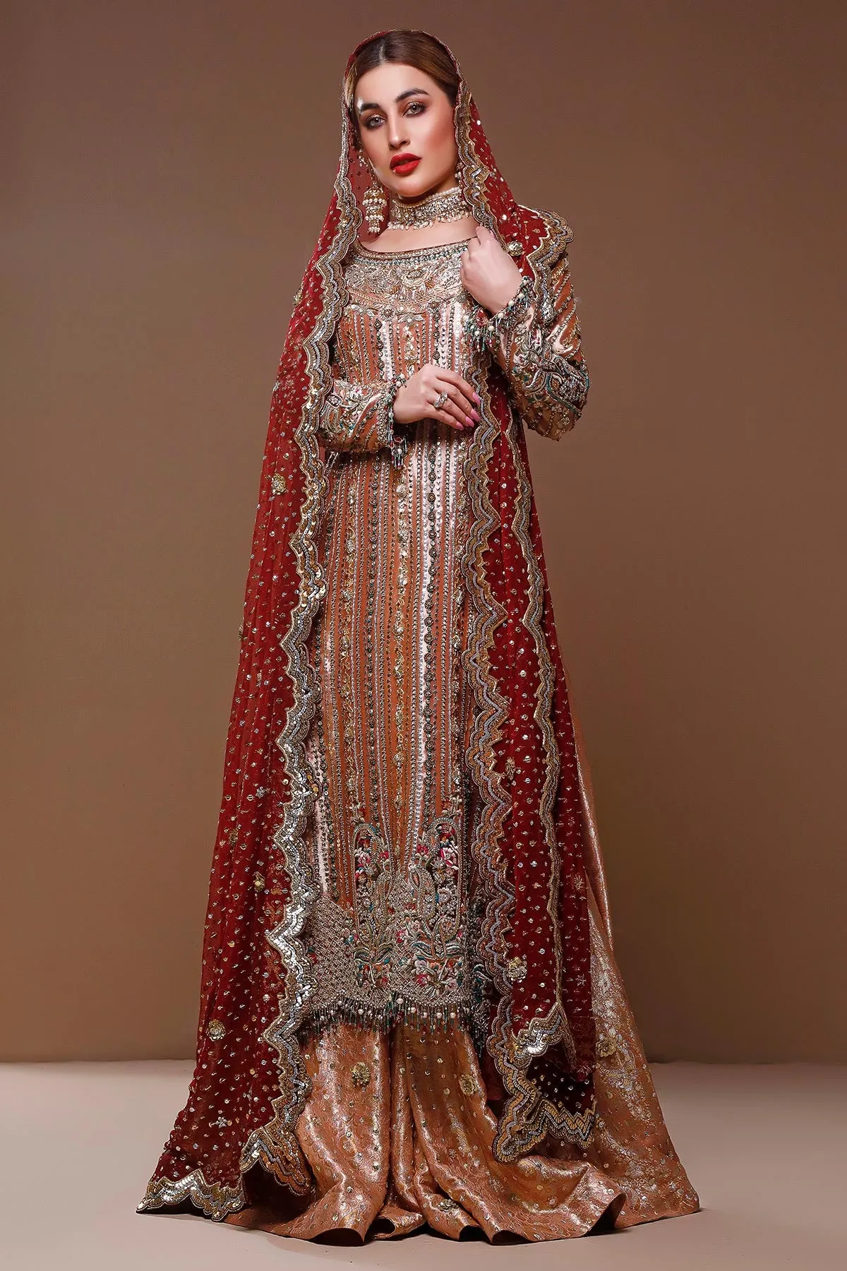 Pakistani A Line Shirt Lehnga for Wedding #Y2087