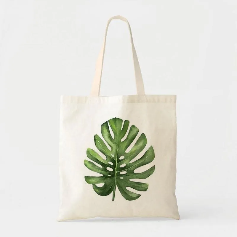 PALM LEAF CANVAS BAG