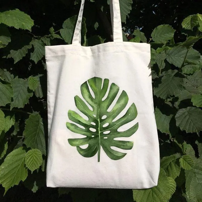 PALM LEAF CANVAS BAG