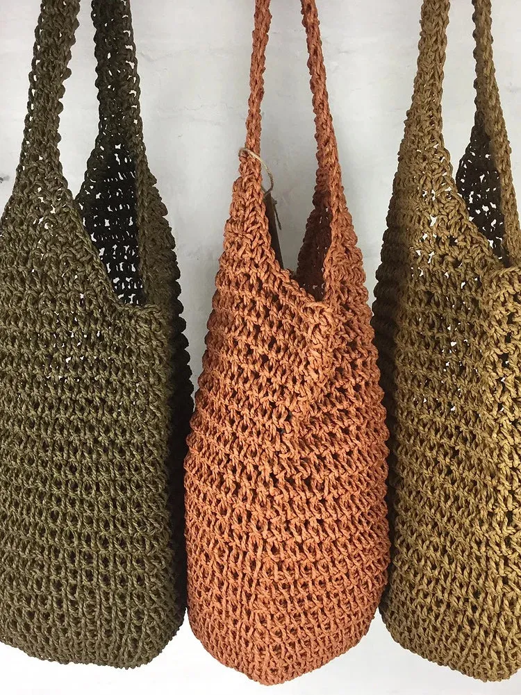 Paper Twine Cross Body Bag - Olive