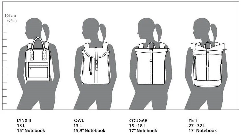 PAPERO Rucksack aus Papier COUGAR MINI 13L waschbar, reißfest, wasserfest, vegan, nachhaltig