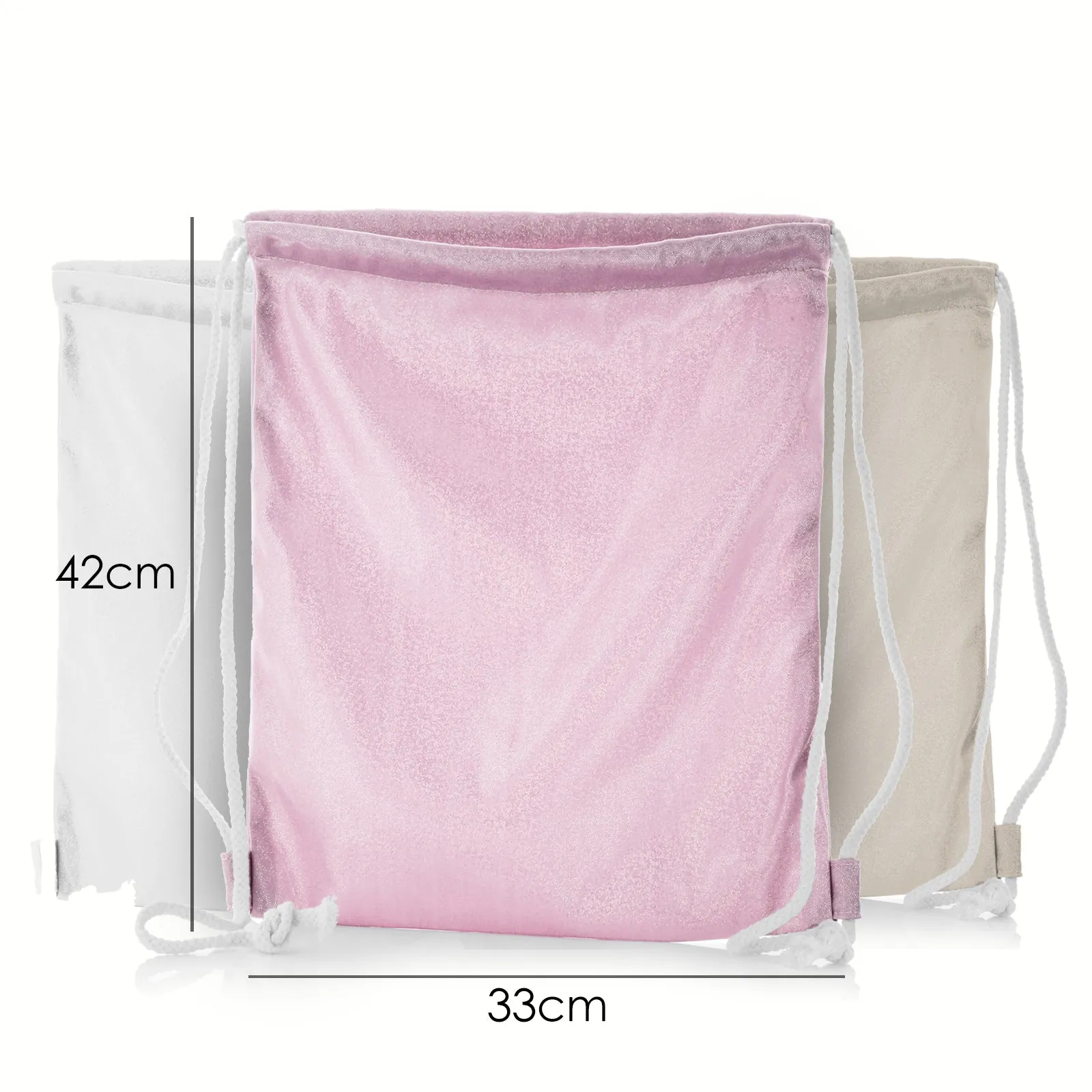 Personalised Glitter Drawstring Backpack with Spot Cat and Leaves and Cute Text