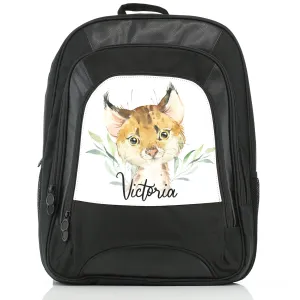 Personalised Rucksack with Spot Cat and Leaves and Cute Text