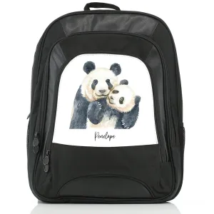 Personalised Rucksack with Welcoming Text and Embracing Mum and Baby Pandas