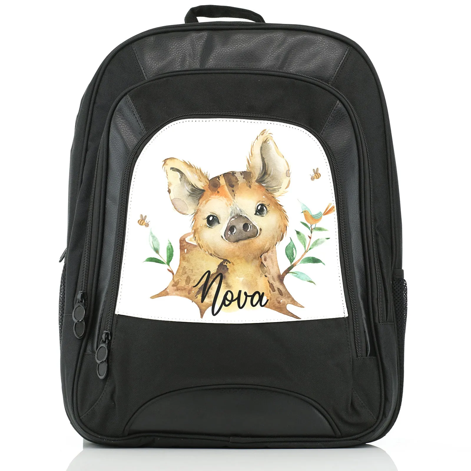 Personalised Rucksack with Wild Boar Piglet with Bird and Bees and Cute Text
