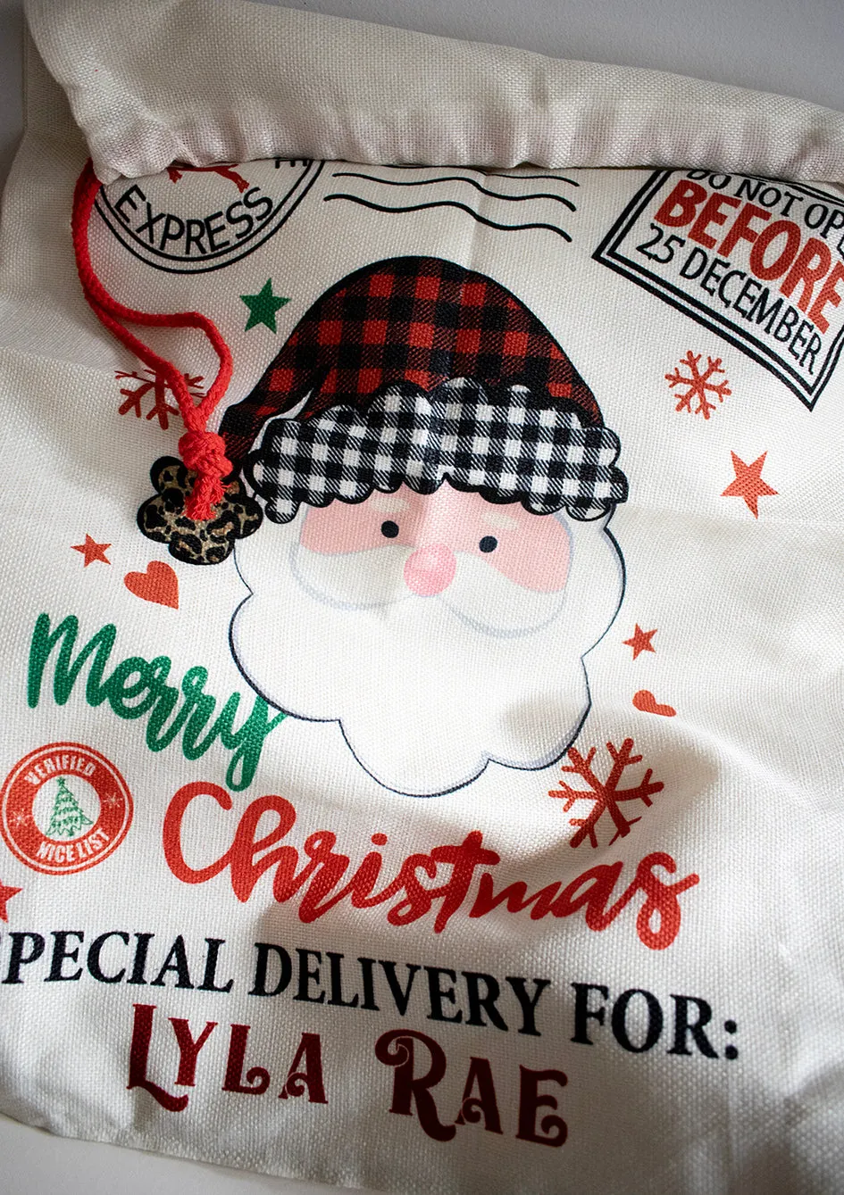 Personalised Santa Face Christmas Sack