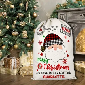 Personalised Santa Face Christmas Sack