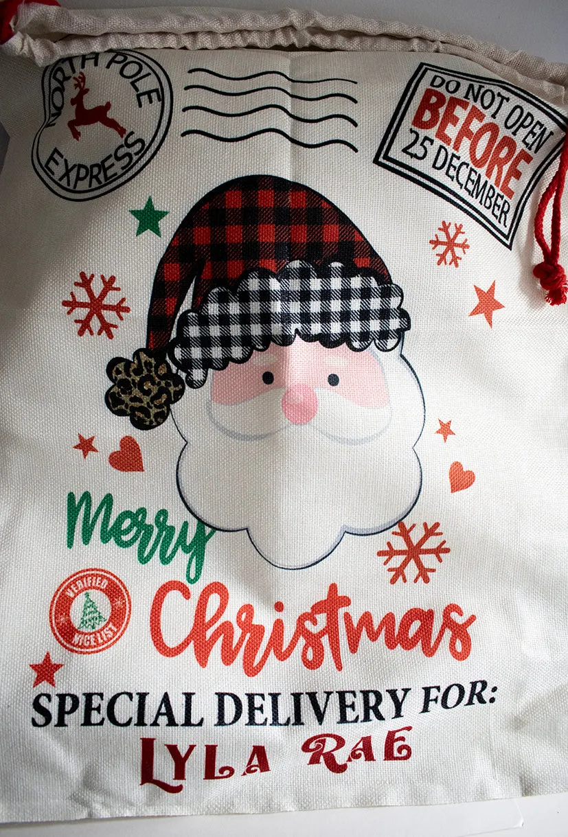 Personalised Santa Face Christmas Sack