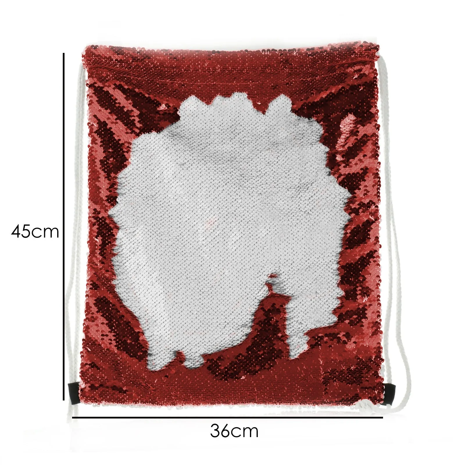 Personalised Sequin Drawstring Backpack with Red Fox Blue Berries and Cute Text