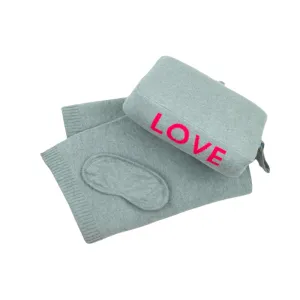 Personalized Adult Travel Set LOVE 3 Piece Knitted Grey / Neon Pink