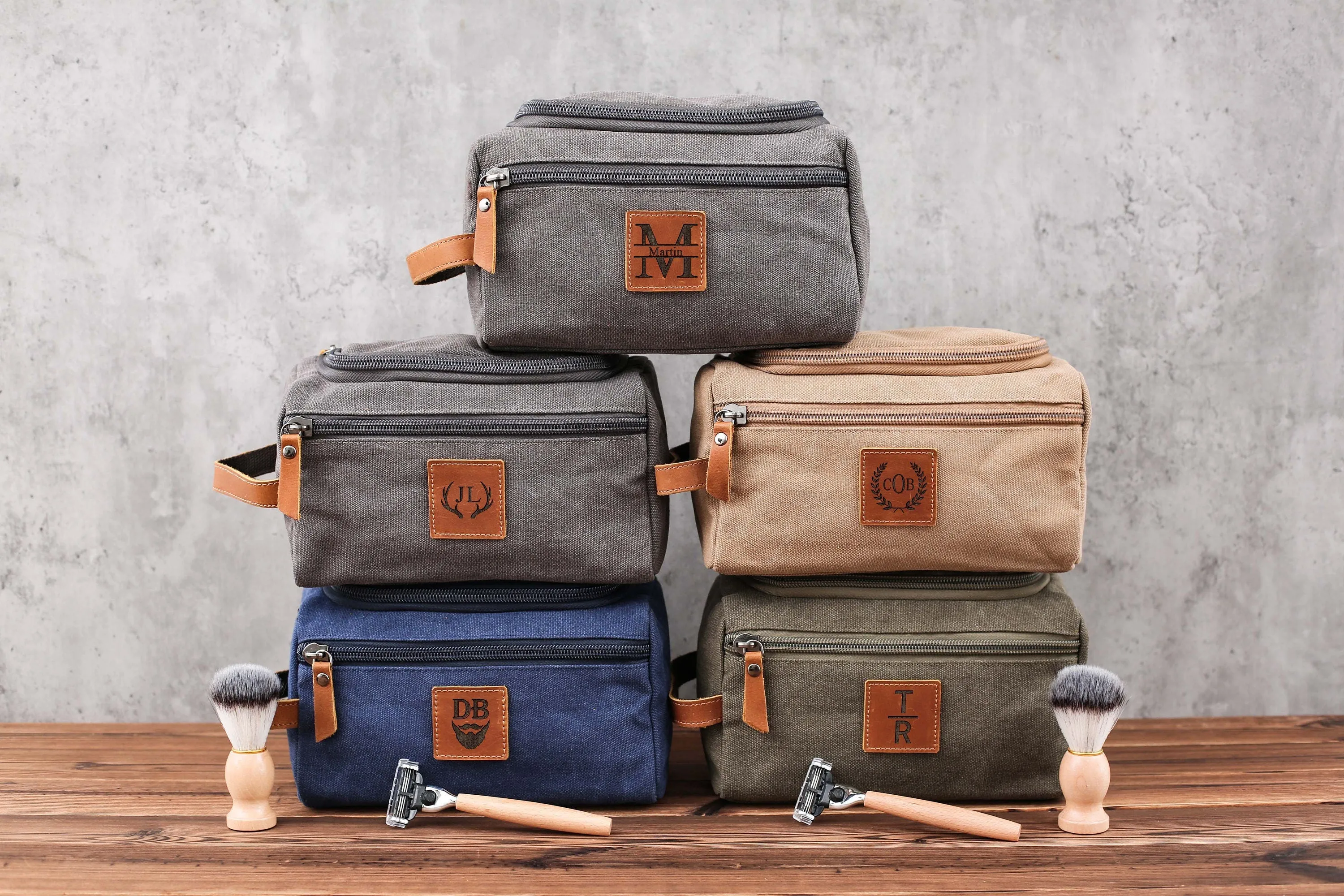 Personalized Canvas Leather Dopp Kitt for Men, Canvas Leather Men's Travel Toiletry Bag, Grooms Men Gift, Boyfriend Gift, Valentine’s Gift