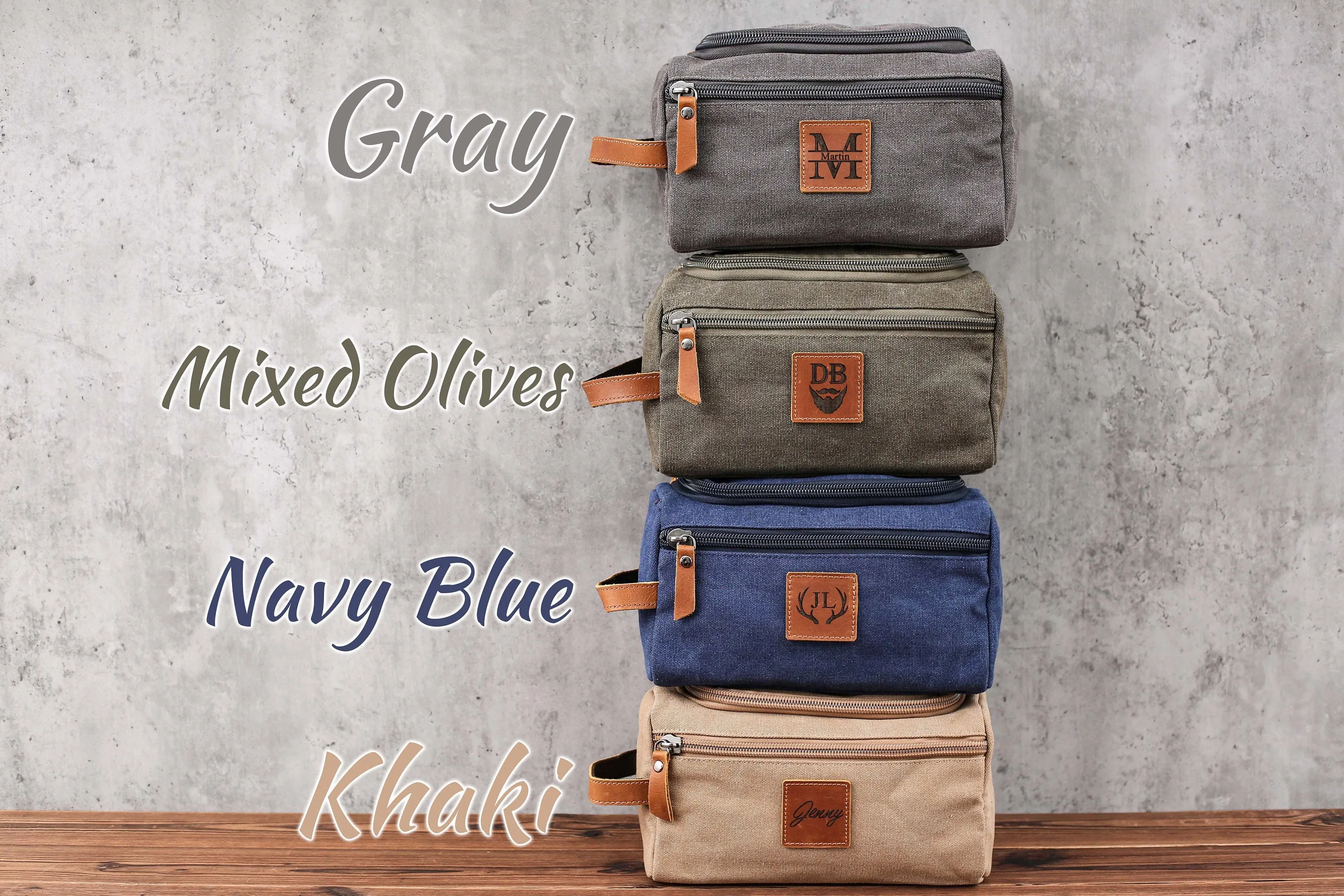 Personalized Canvas Leather Dopp Kitt for Men, Canvas Leather Men's Travel Toiletry Bag, Grooms Men Gift, Boyfriend Gift, Valentine’s Gift