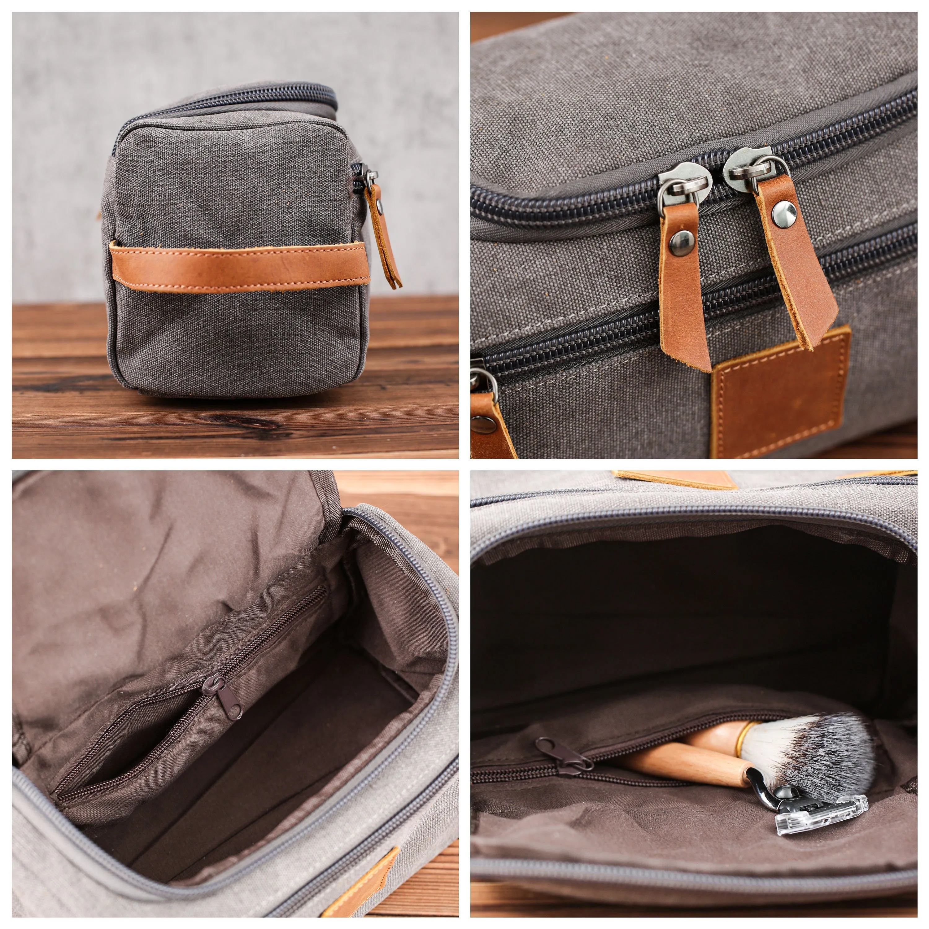 Personalized Canvas Leather Dopp Kitt for Men, Canvas Leather Men's Travel Toiletry Bag, Grooms Men Gift, Boyfriend Gift, Valentine’s Gift