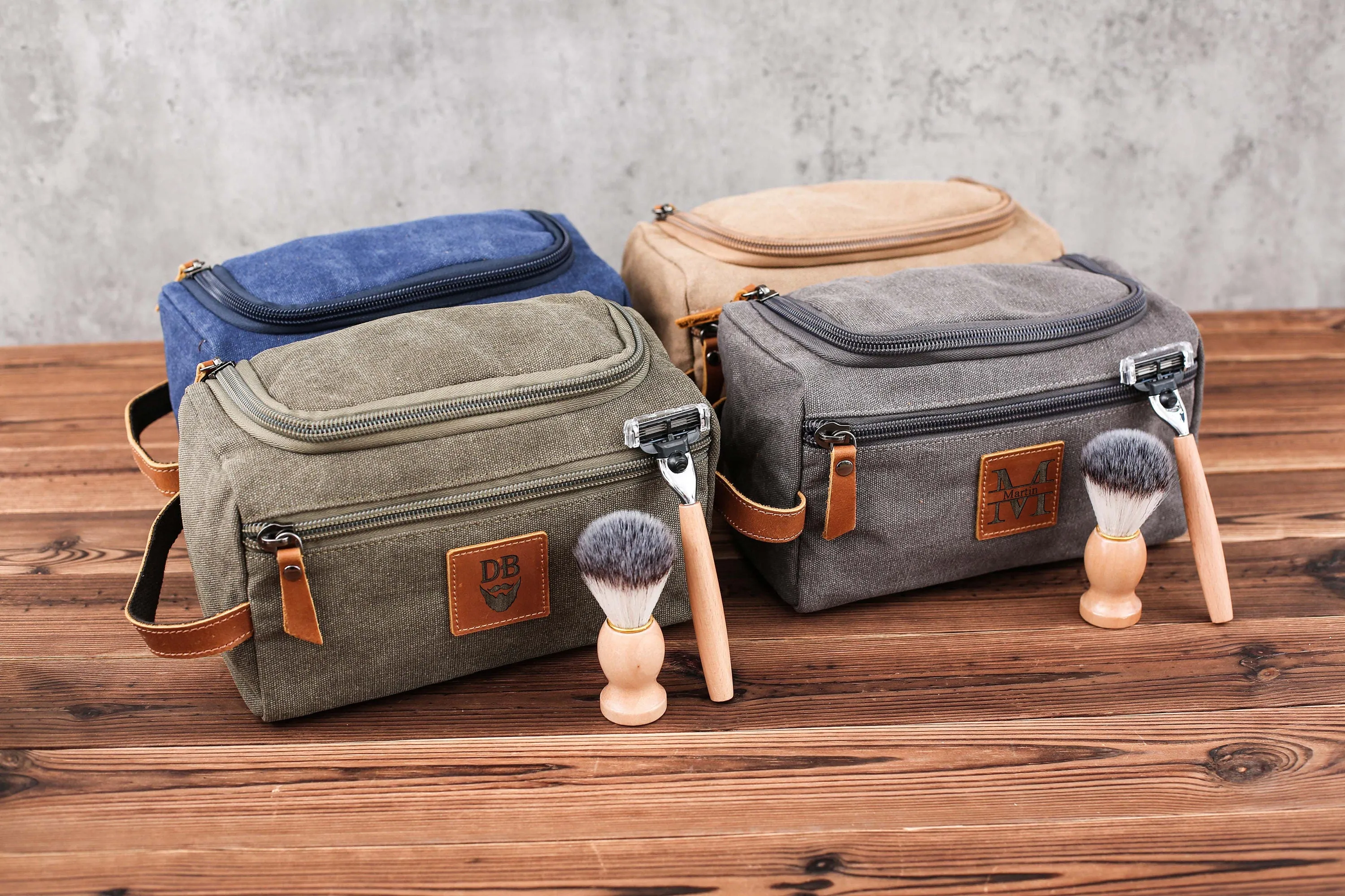 Personalized Canvas Leather Dopp Kitt for Men, Canvas Leather Men's Travel Toiletry Bag, Grooms Men Gift, Boyfriend Gift, Valentine’s Gift
