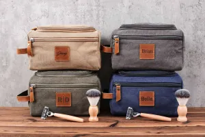 Personalized Canvas Leather Dopp Kitt for Men, Canvas Leather Men's Travel Toiletry Bag, Grooms Men Gift, Boyfriend Gift, Valentine’s Gift