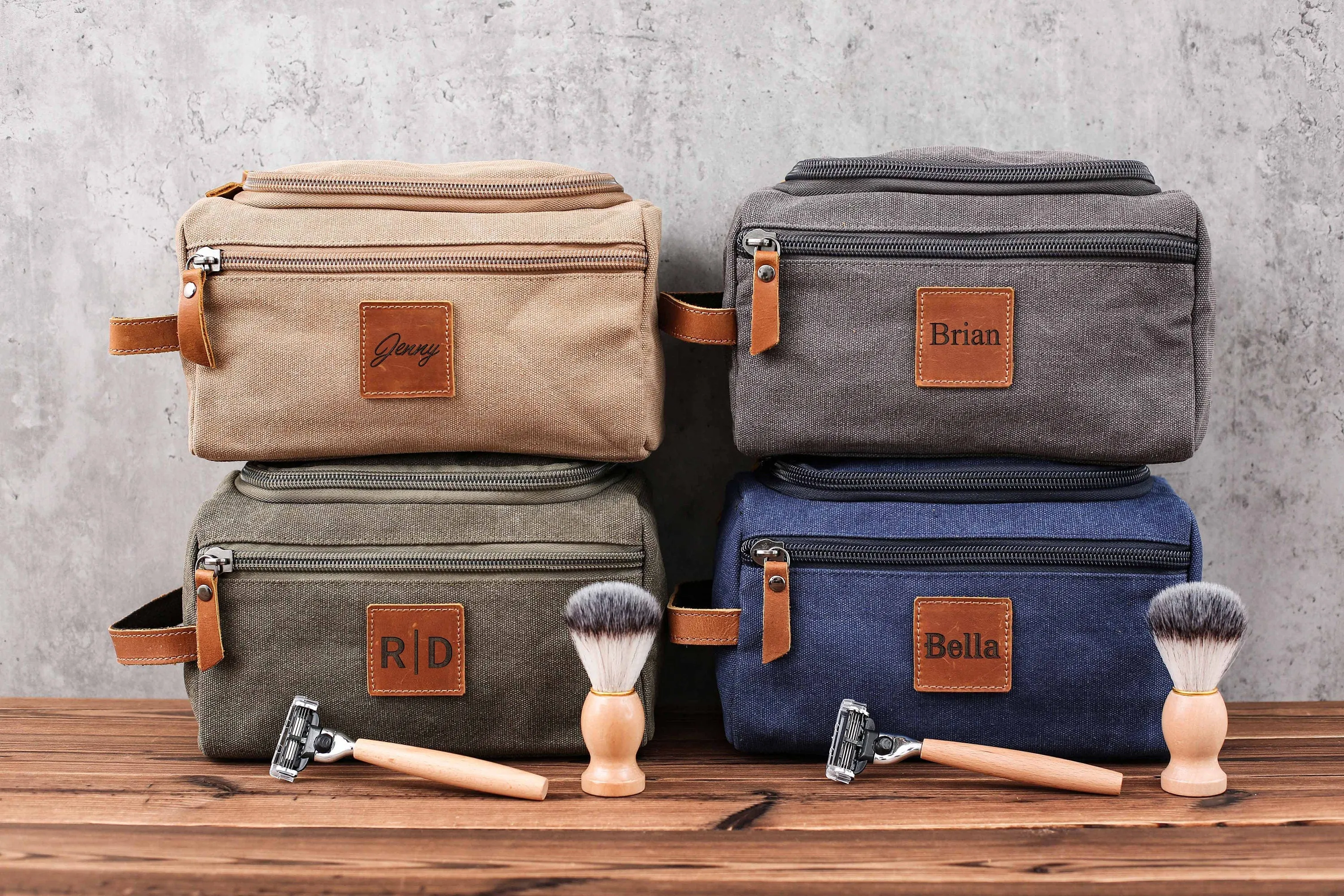 Personalized Canvas Leather Dopp Kitt for Men, Canvas Leather Men's Travel Toiletry Bag, Grooms Men Gift, Boyfriend Gift, Valentine’s Gift