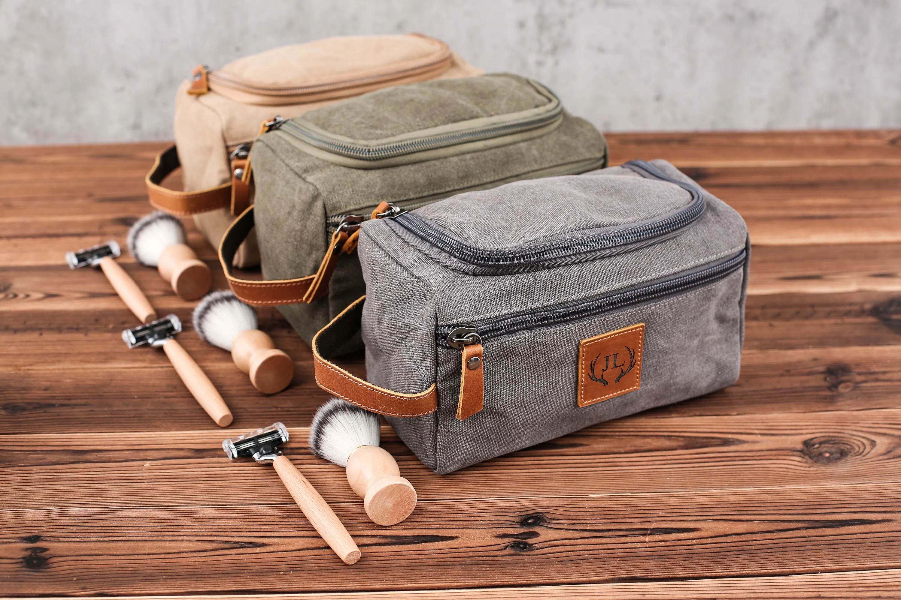 Personalized Canvas Leather Dopp Kitt for Men, Canvas Leather Men's Travel Toiletry Bag, Grooms Men Gift, Boyfriend Gift, Valentine’s Gift