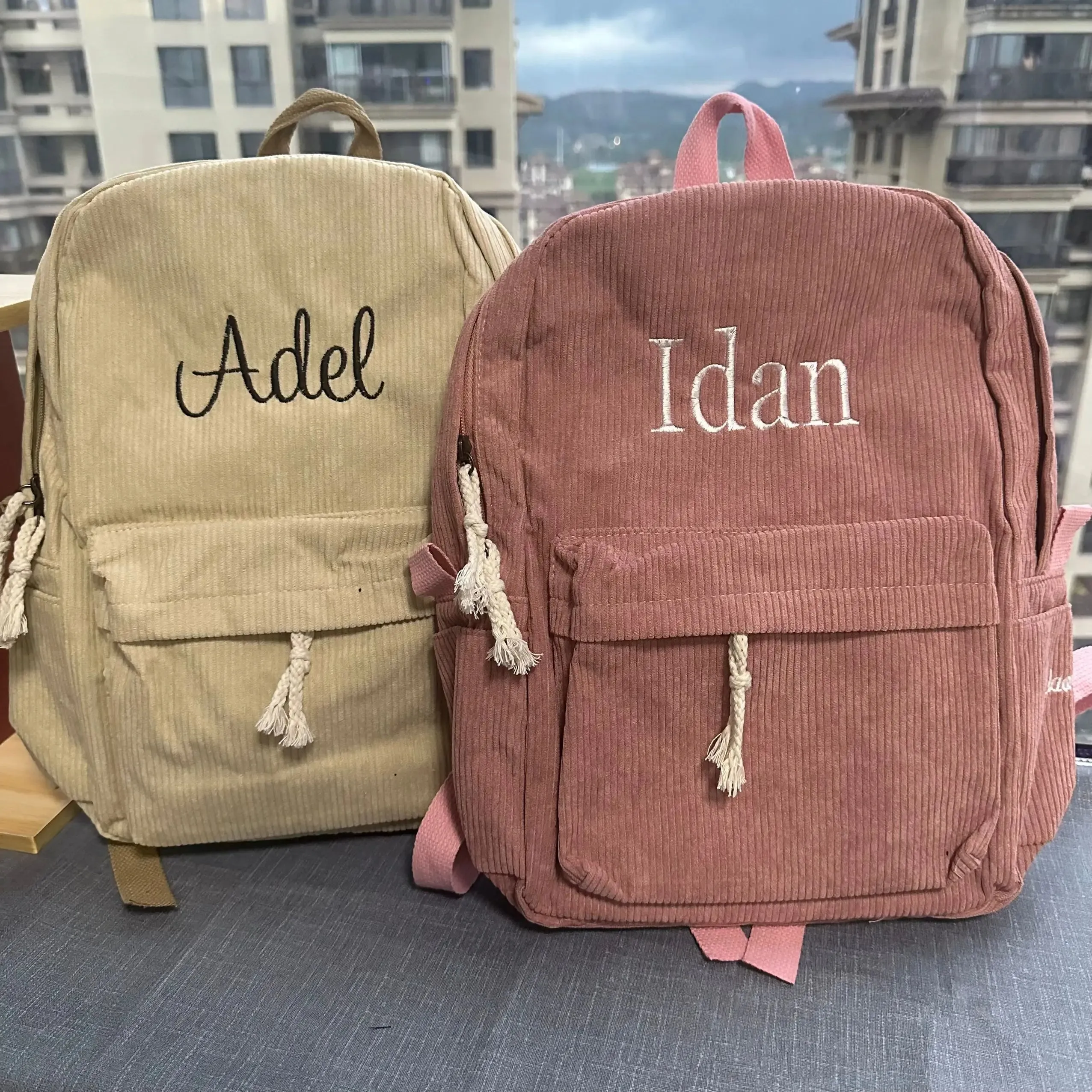 Personalized Embroidered Kids Corduroy Backpack