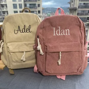 Personalized Embroidered Kids Corduroy Backpack