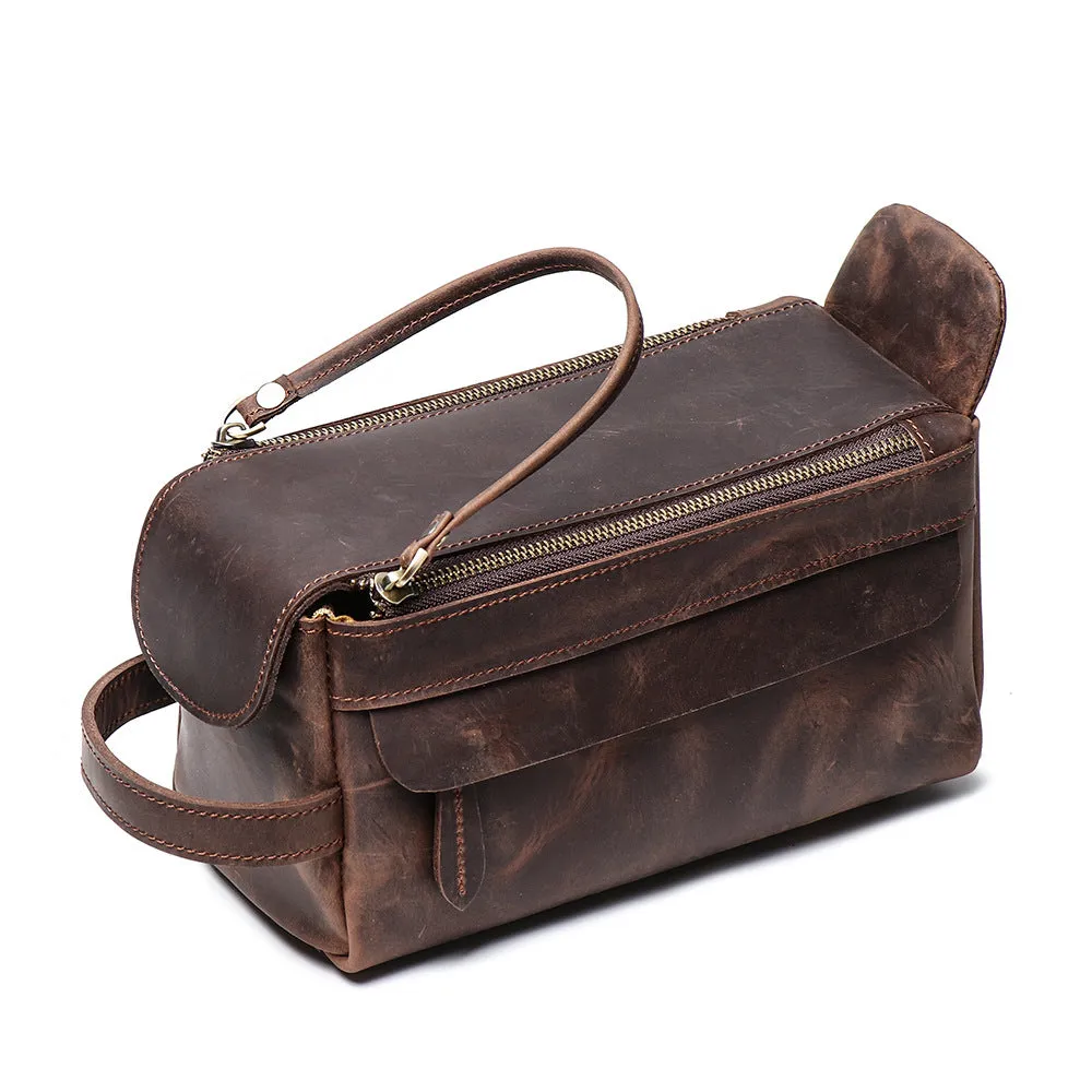 Personalized Groomsmen Gift Men Leather Toiletry Bag Monogram Leather Dopp Kit
