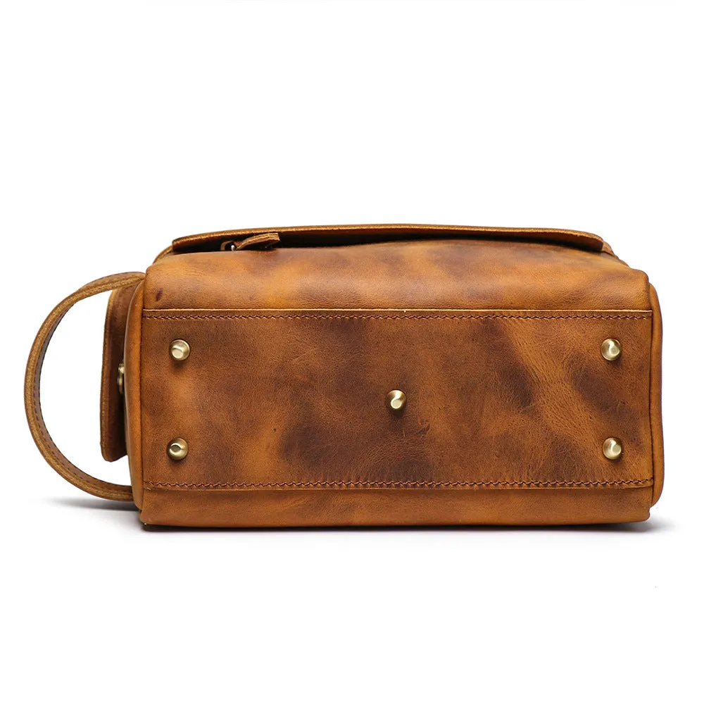 Personalized Groomsmen Gift Men Leather Toiletry Bag Monogram Leather Dopp Kit