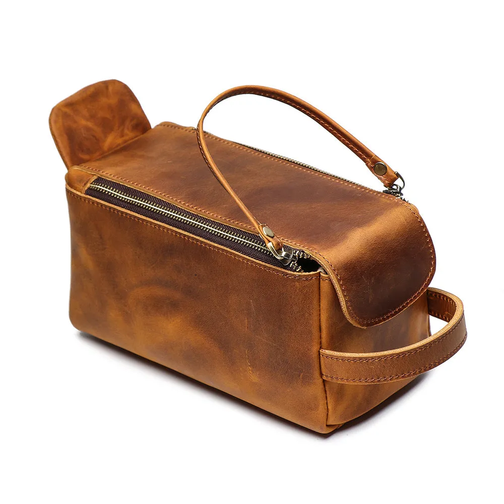 Personalized Groomsmen Gift Men Leather Toiletry Bag Monogram Leather Dopp Kit
