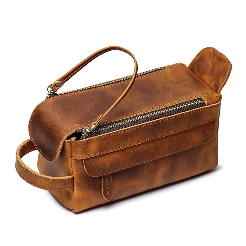 Personalized Groomsmen Gift Men Leather Toiletry Bag Monogram Leather Dopp Kit