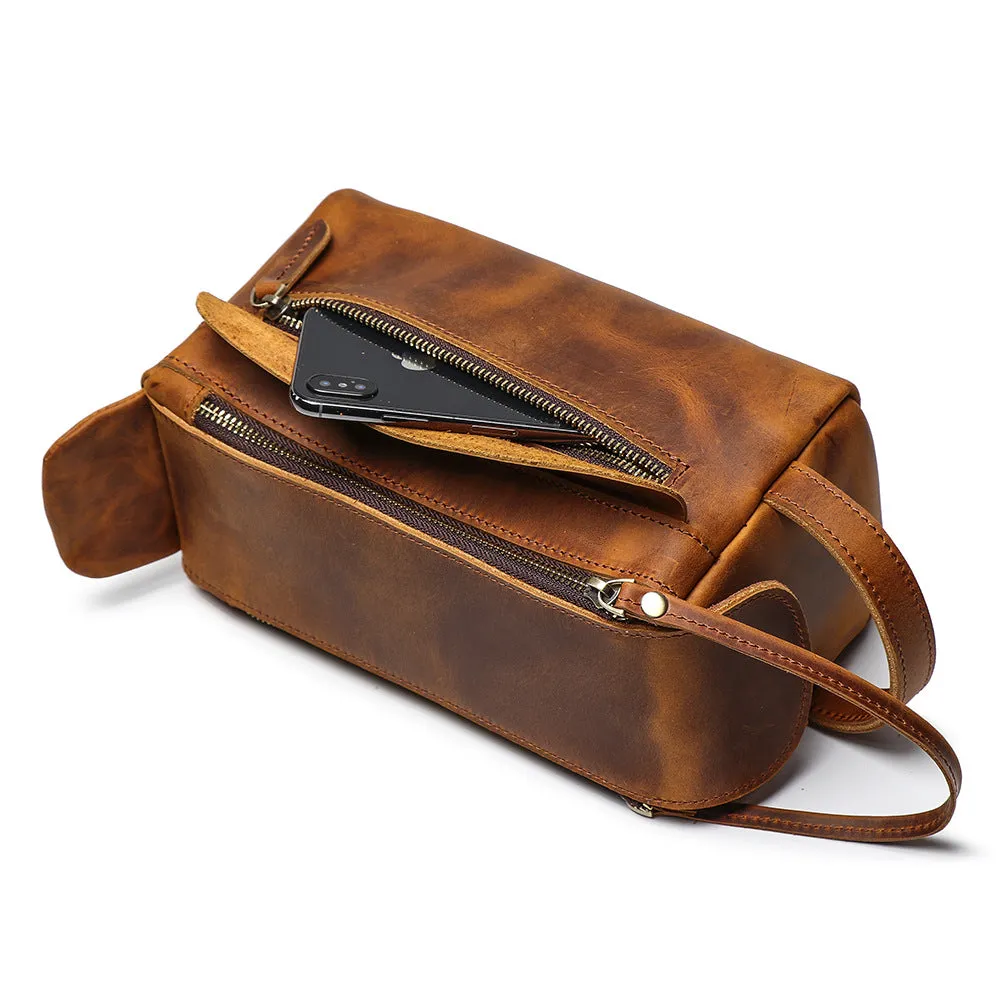 Personalized Groomsmen Gift Men Leather Toiletry Bag Monogram Leather Dopp Kit