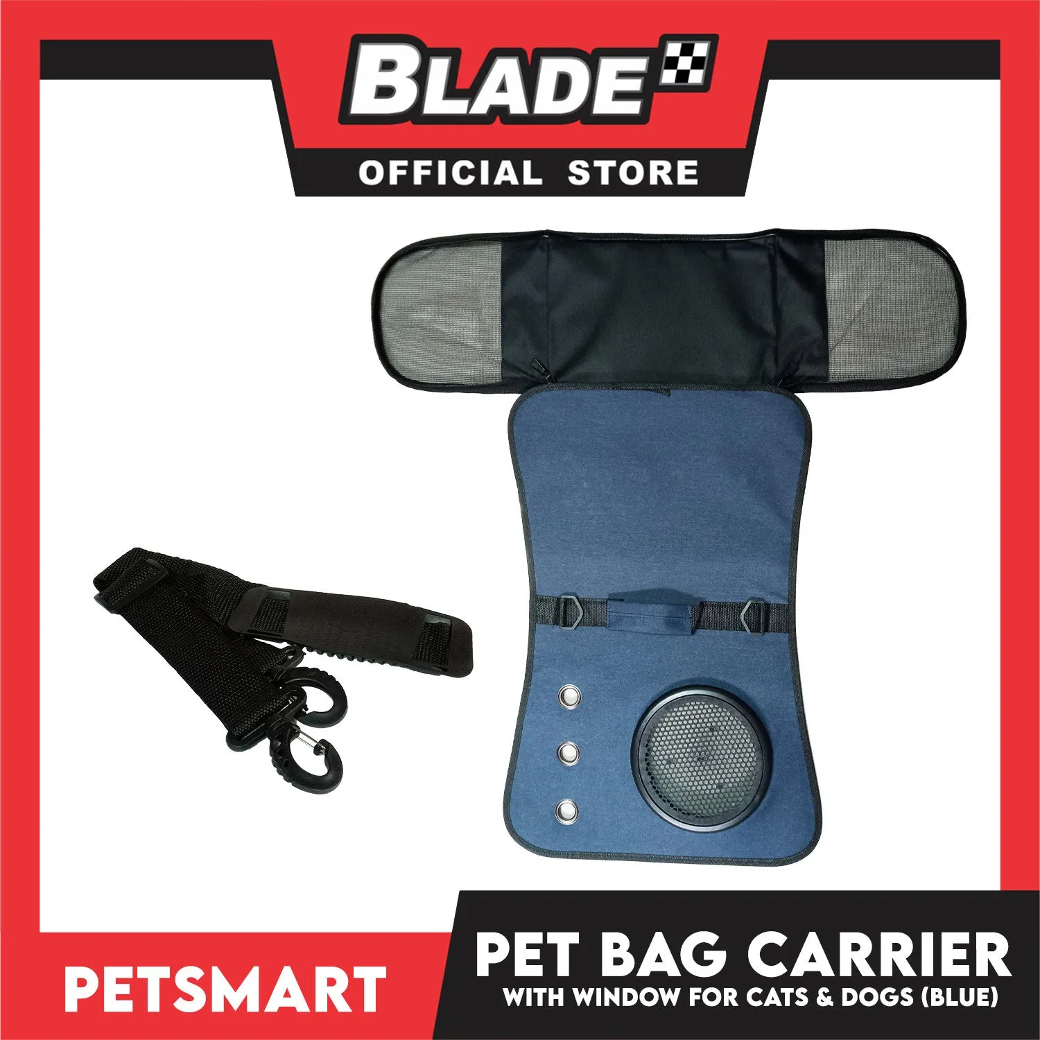 Pet Bag Carrier with Window for Cats and Dogs (Blue) 41cm x 26cm x 25cm