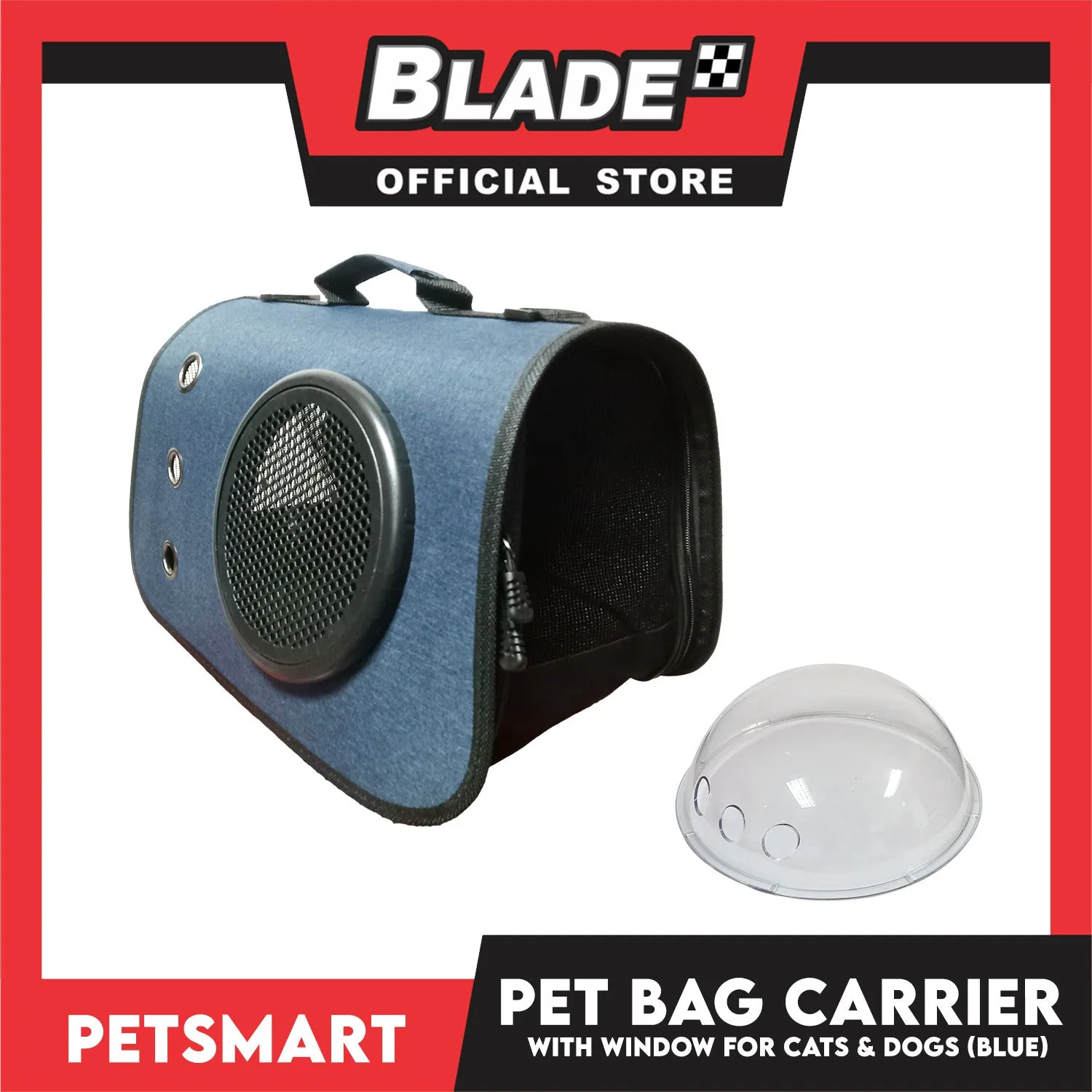 Pet Bag Carrier with Window for Cats and Dogs (Blue) 41cm x 26cm x 25cm