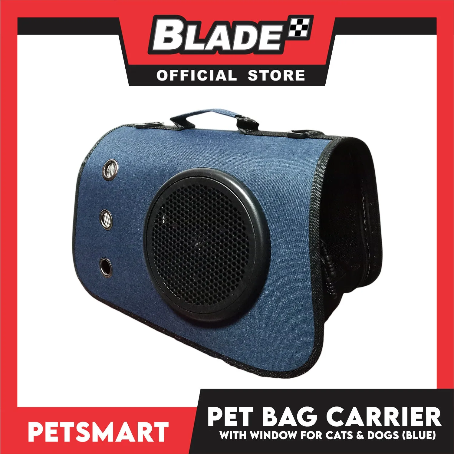 Pet Bag Carrier with Window for Cats and Dogs (Blue) 41cm x 26cm x 25cm