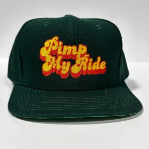 PIMP IT Green Wool Vintage SnapBack Baseball Cap Hat Green Under Brim Custom Embroidered