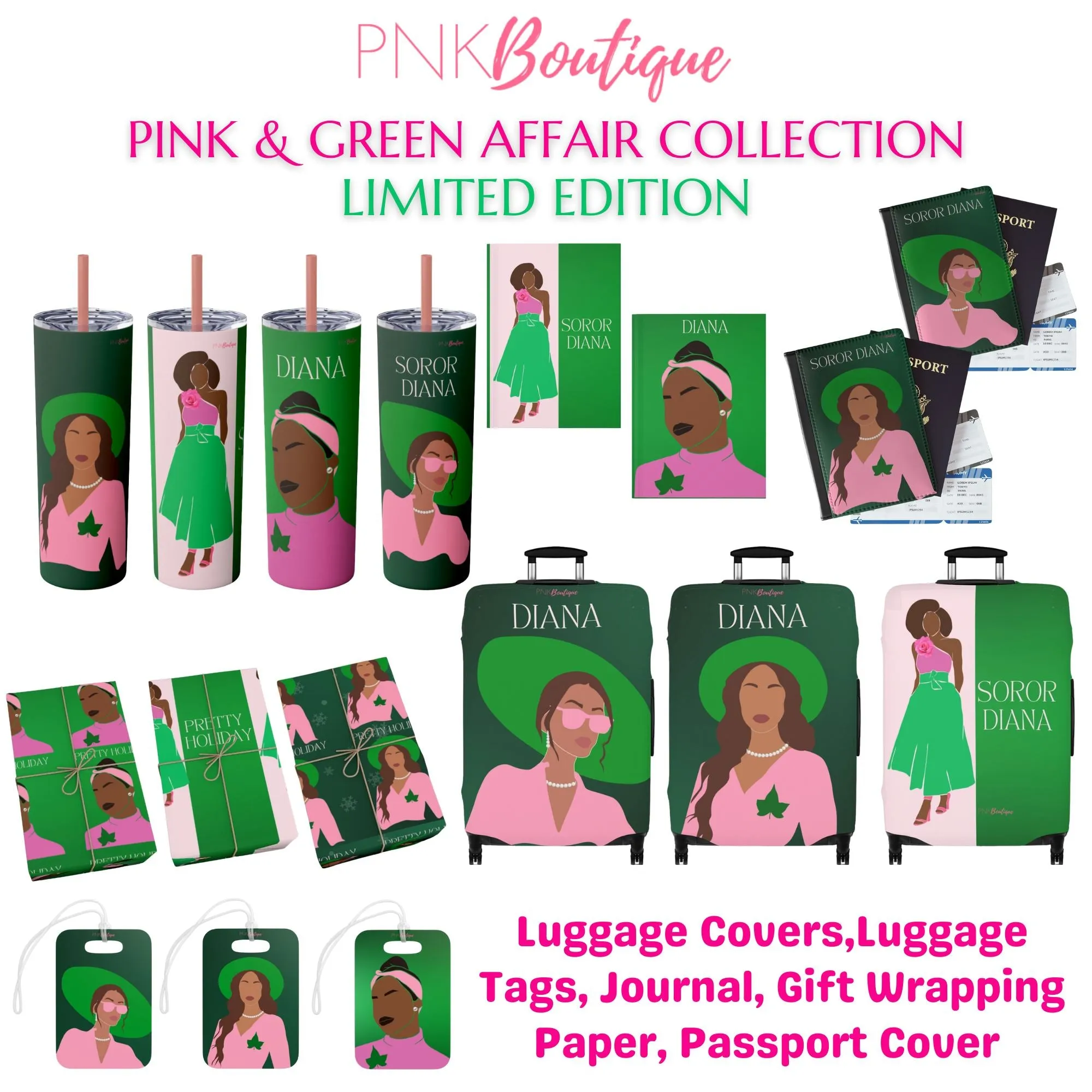 Pink and Green Affair Luggage Tag