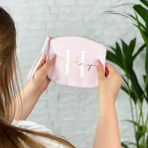Pink And Rose Gold Personalised Make Up Bag