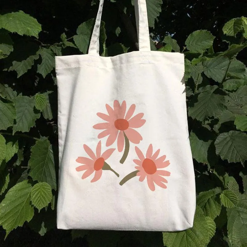 PINK DAISY CANVAS BAG