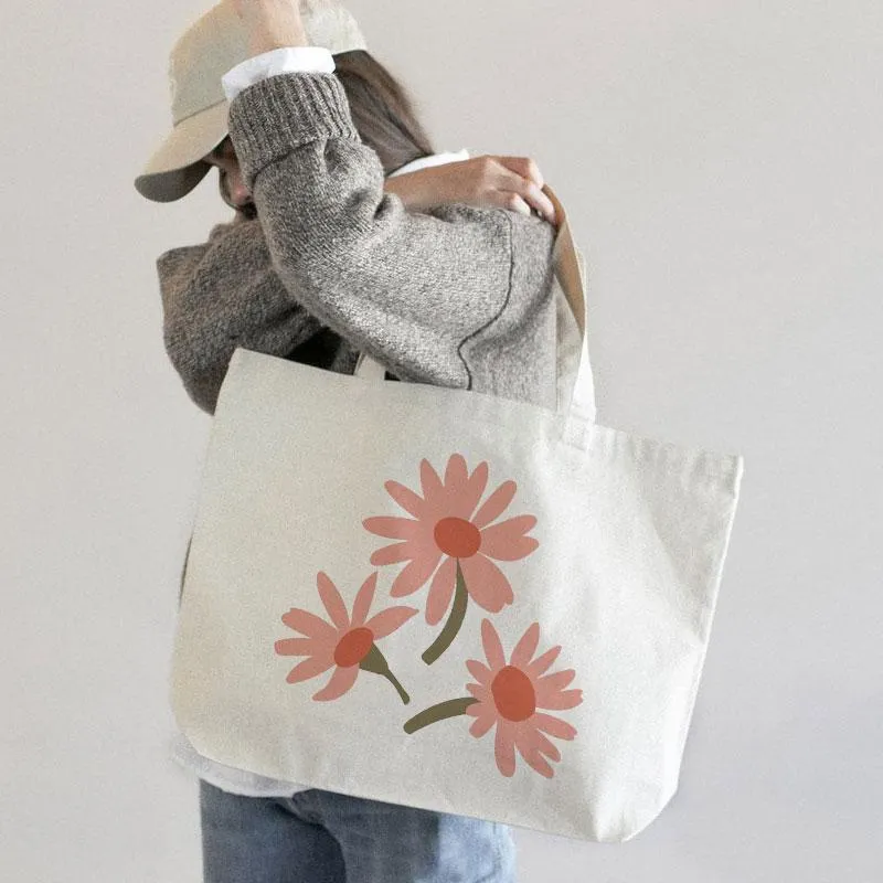 PINK DAISY CANVAS BAG
