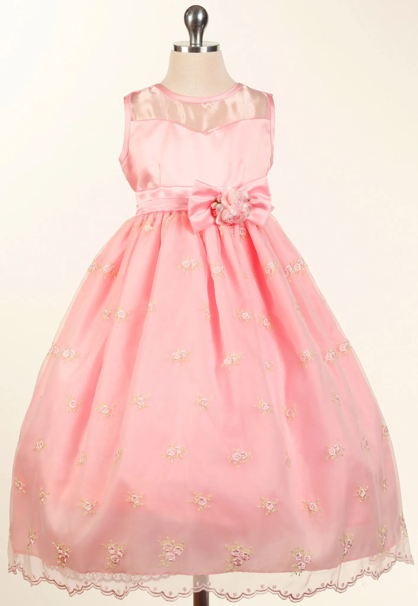 Pink Embroidered Organza Dress D 228