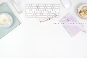 Pink, Green and Iridescent Styled Flatlay