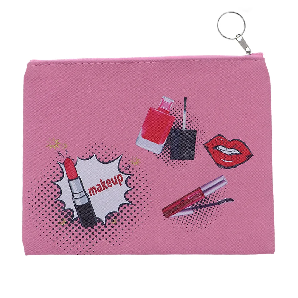 Pink Lipstick Keychain Makeup Cosmetic Bag