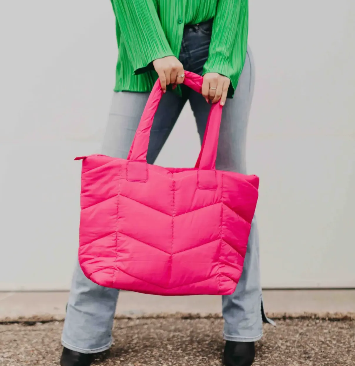 Pink Naomi Nylon Tote Bag