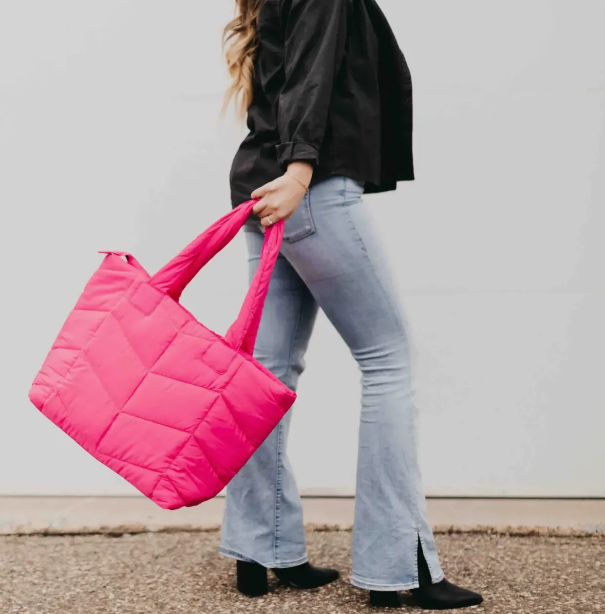 Pink Naomi Nylon Tote Bag
