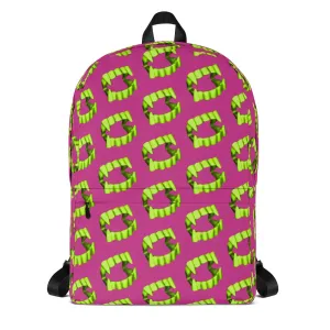 Pink Neon Green Vampire Fang Teeth Backpack